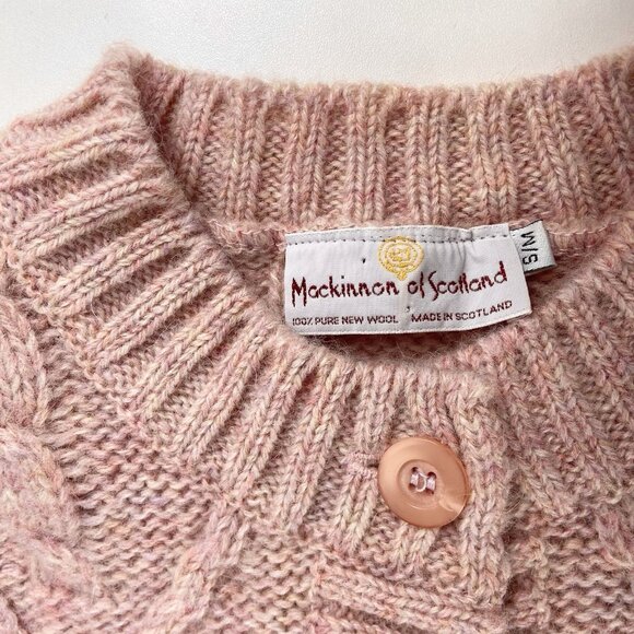 Vtg Mackinnon Scotland 100% Wool Cardigan Sz S M Fisherman Cable Knit Sweater - Picture 4 of 6